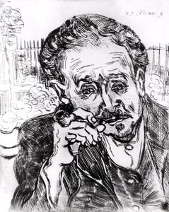 パイプを持つ男、ポール・ガシェ博士の肖像（1828-1909）1890年3月15日 作： Vincent van Gogh